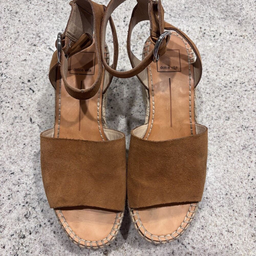 Dolce Vita - Lesly - Espadrille Platform Wedge Sandal Brown Suede Size 8 - Picture 5 of 6